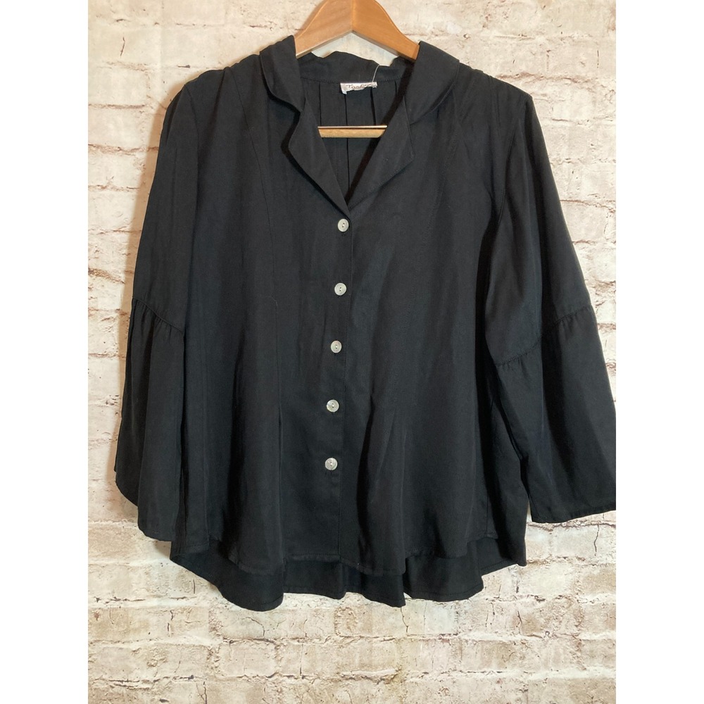 NEW $98 Toofan Lagenlook Top Large Button Front Artsy Capsule Closet Staple